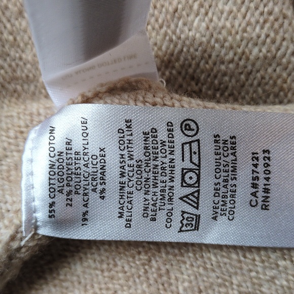 LOFT Beige Mock Neck Quarter Button Sweater Size XS - Picture 6 of 6